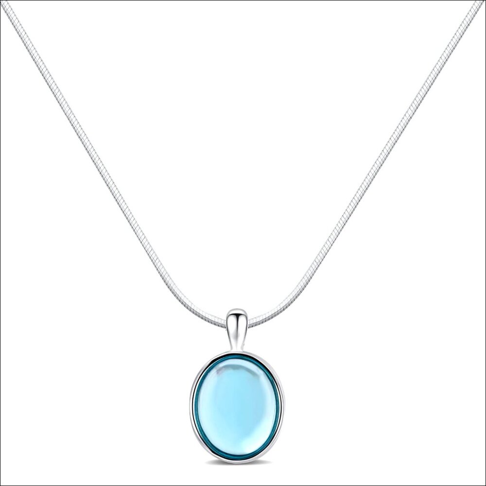 Sterling Silver Aquamarine Pendant Necklace Handmade March Birthstone Gift